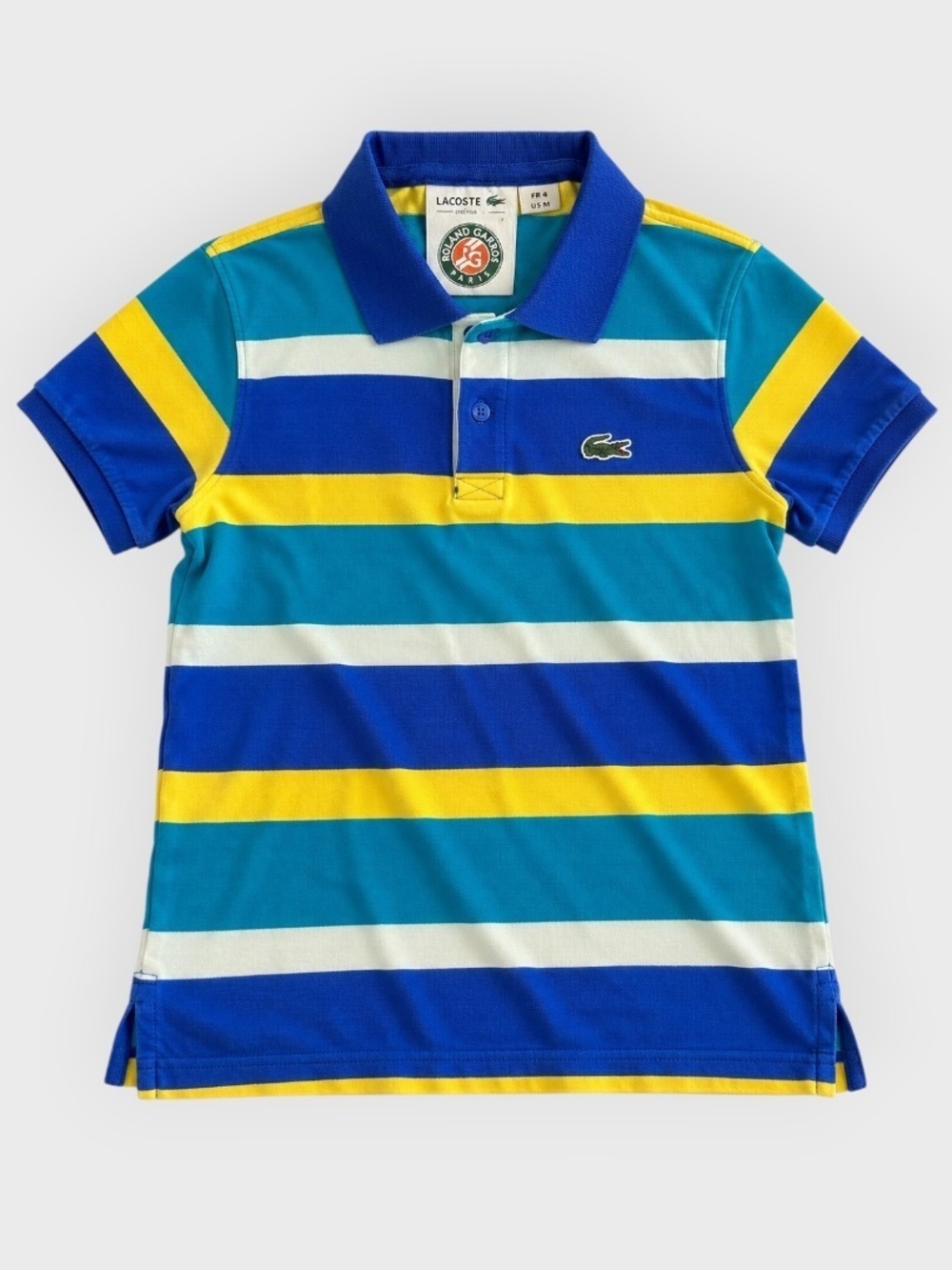 RARE Lacoste x Roland Garros Striped Polo Shirt Men’s M Slim Fit